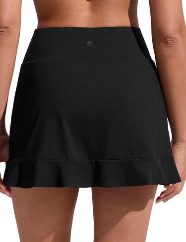CRZ YOGA Ruffle Swim Skirt for Women - High Waisted Tummy Control Bathing Suit Bikini Bottoms Skorts in Saudi Arabia