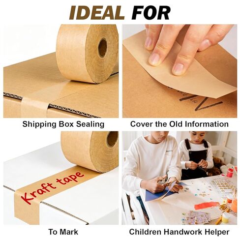 شريط مقوى بورق كرافت منشط بالماء، عبوة واحدة، 2.75 بوصة × 380 قدم، للتغليف والشحن الآمن عالي التحمل، صديق للبيئة وقابل للتحلل البيولوجي in Kuwait