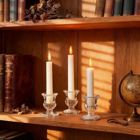 80 Pcs Glass Candlestick Holders Bulk 2.5 Inch Clear Glass Small Ritual Candle Stand Taper Candle Holders Table Centerpieces for Christmas Wedding Party Dining in Kuwait