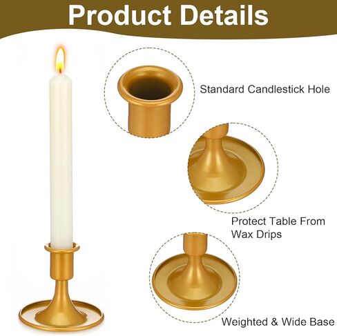 مجموعة حوامل شموع مستدقة ذهبية مكونة من 12 قطعة، حوامل شمعدان نحاسية قصيرة عتيقة لطاولة الزفاف المركزية، والكريسماس، والعطلات، وديكور المنزل in Kuwait