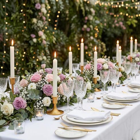 مجموعة حوامل شموع مستدقة ذهبية مكونة من 12 قطعة، حوامل شمعدان نحاسية قصيرة عتيقة لطاولة الزفاف المركزية، والكريسماس، والعطلات، وديكور المنزل in Kuwait