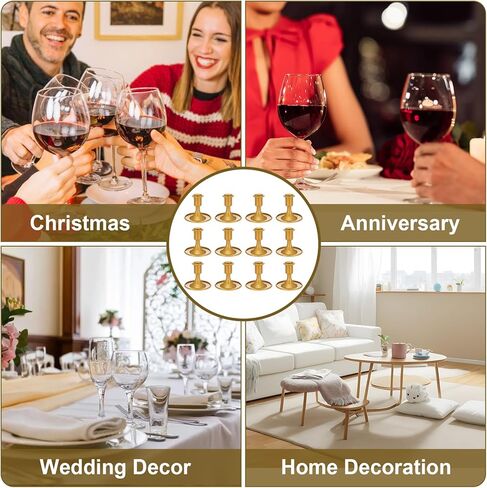 مجموعة حوامل شموع مستدقة ذهبية مكونة من 12 قطعة، حوامل شمعدان نحاسية قصيرة عتيقة لطاولة الزفاف المركزية، والكريسماس، والعطلات، وديكور المنزل in Kuwait