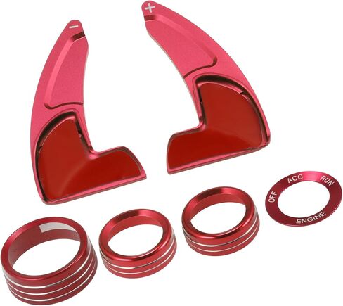 Steering Wheel Shift Paddle Extension Air Conditioning Switch Knob Cover Set for Dodge Durango Charger Challenger for Jeep Grand Cherokee Car Interior Trim Accessory Red in Kuwait