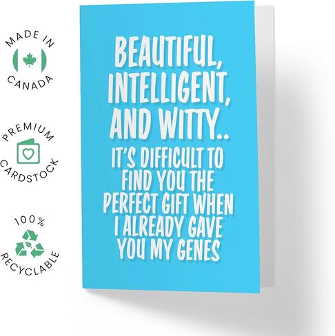 Karto Funny Birthday Card for Daughter - Large 5.5 x 8.5 inch Happy Birthday Cards for Son - 30th 40th 50th 60th 70th - Genes Color in Saudi Arabia