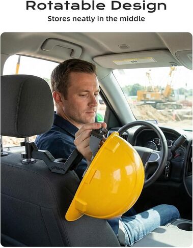Hard Hat Holder for Truck - 3-Second Install Headrest Hook Hanger for Hardhat and Safety Vest Storage, Hard Hat Buddy Rack for Construction, Utility, Linemen & Miners in Saudi Arabia
