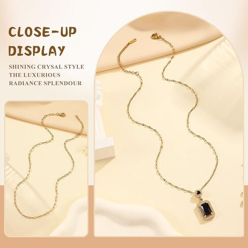 Gold Layered Necklaces for Women – 18K Gold Plated Dainty Choker with Crystal Pendant Non-Tarnish Paperclip Chain Necklace Set Exquisite Jewelry Trendy Gift in Saudi Arabia