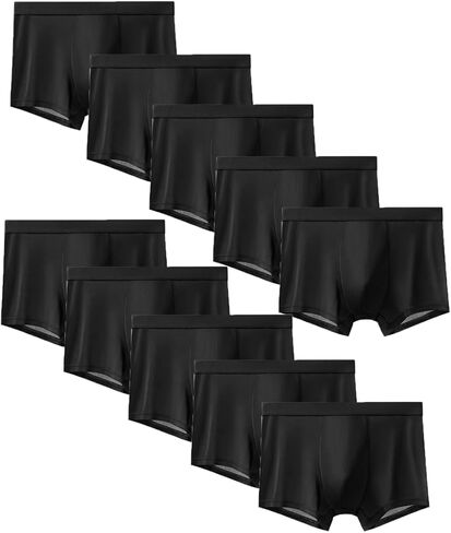 10pcs Men's Ice Silk Sexy Seamless Boxer Briefs Shorts Underwear,Comfortable Ultra-thin Breathable Male Underpants（Black） in Saudi Arabia