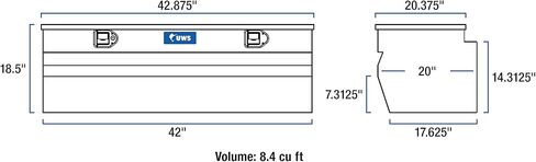 UWS EC20221 42-Inch Heavy-Wall Aluminum Wedge Truck Storage Box, RigidCore Lid in Kuwait