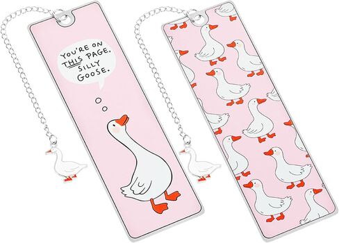 Funny Silly Goose Book Marks Metal Book Marker Pink Stuff Cute Bookmarks Tassels Silly Goose Bookmark Personalized Books Reading Accessories Bookish Lovers Gifts for Women Reader Adults in Saudi Arabia