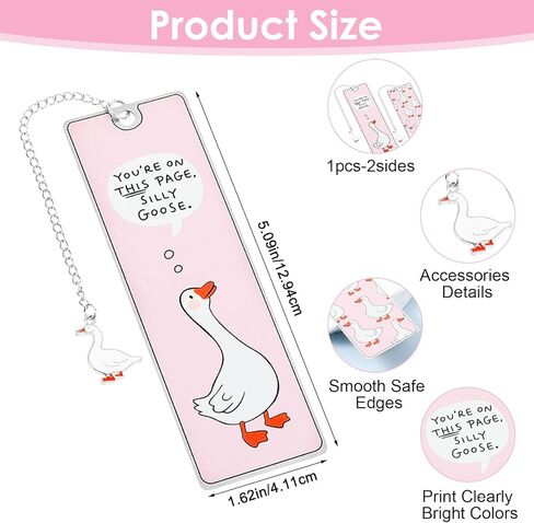 Funny Silly Goose Book Marks Metal Book Marker Pink Stuff Cute Bookmarks Tassels Silly Goose Bookmark Personalized Books Reading Accessories Bookish Lovers Gifts for Women Reader Adults in Saudi Arabia