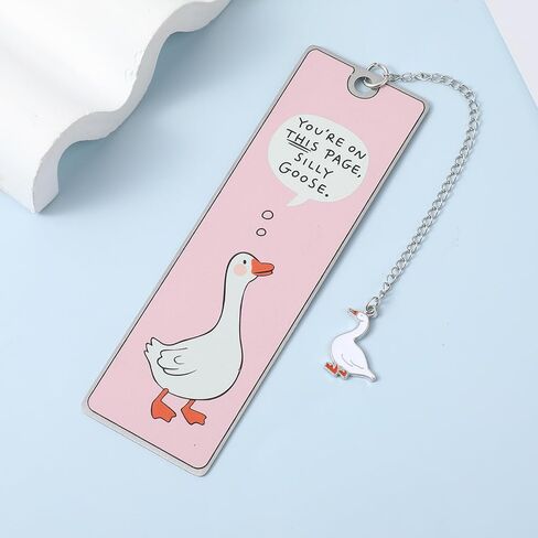 Funny Silly Goose Book Marks Metal Book Marker Pink Stuff Cute Bookmarks Tassels Silly Goose Bookmark Personalized Books Reading Accessories Bookish Lovers Gifts for Women Reader Adults in Saudi Arabia