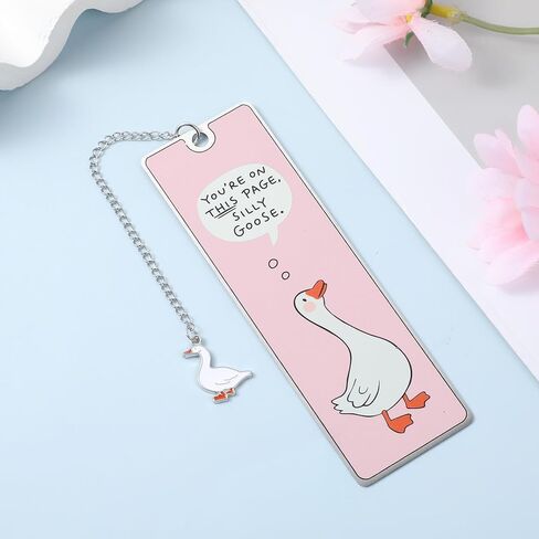 Funny Silly Goose Book Marks Metal Book Marker Pink Stuff Cute Bookmarks Tassels Silly Goose Bookmark Personalized Books Reading Accessories Bookish Lovers Gifts for Women Reader Adults in Saudi Arabia
