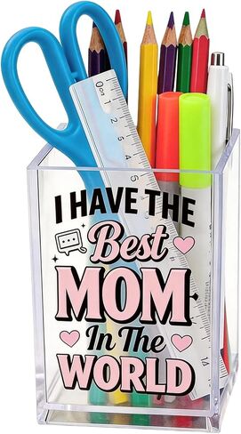 Pen Holder for Desk Clear Makeup Brush Holder for Vanity, Acrylic Pencil Organizer Cute Pencil Cup Desk Pen Organizer, Funny Office Desk Decor for Women Men Coworkers Boss in Saudi Arabia
