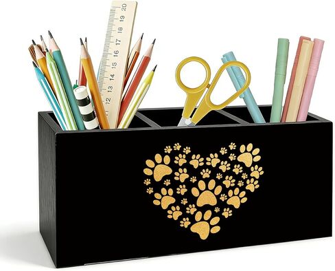 حامل أقلام مضحك للقطط للمكتب، هدايا سيدة للأم والقطط، نظارات على شكل فيونكة كوكيت كيتي صندوق خشبي قلم رصاص حامل منظم لملحقات مكتب المنزل وغرفة الأطفال in Kuwait