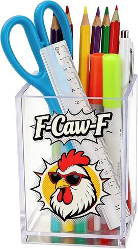 Pen Holder for Desk Clear Makeup Brush Holder for Vanity, Acrylic Pencil Organizer Cute Pencil Cup Desk Pen Organizer, Funny Office Desk Decor for Women Men Coworkers Boss in Saudi Arabia
