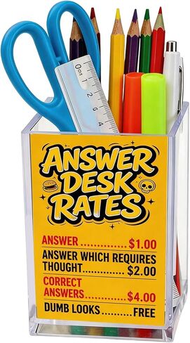 Pen Holder for Desk Clear Makeup Brush Holder for Vanity, Acrylic Pencil Organizer Cute Pencil Cup Desk Pen Organizer, Funny Office Desk Decor for Women Men Coworkers Boss in Saudi Arabia