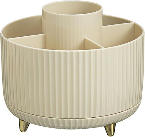 Desk Organizer, Plastic Pen Holder with 5, Dual-Purpose Pencil Cup for Office, School, Home, Cream in Saudi Arabia