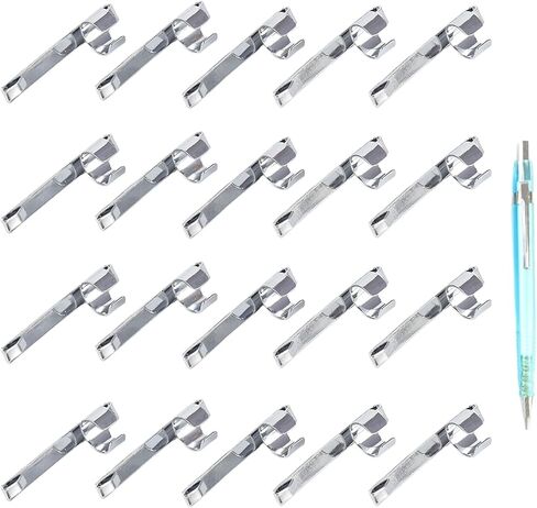 20 Pack Pencil Clips for Shirt Pocket Mechanical Pen Clip Holders with Space for Notebook Steel Toppers Secure Metal Pocket Clips for Writing Tools and Accessories in Kuwait