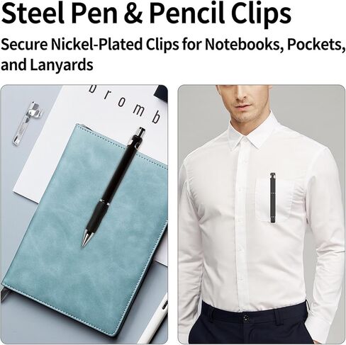 20 Pack Pencil Clips for Shirt Pocket Mechanical Pen Clip Holders with Space for Notebook Steel Toppers Secure Metal Pocket Clips for Writing Tools and Accessories in Kuwait