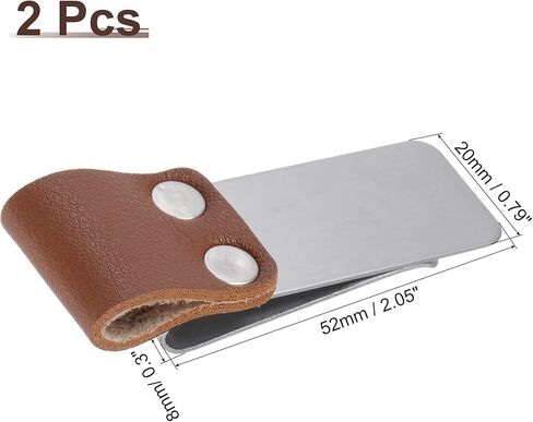 50mm Stainless Steel Clip with PU Leather Pen Loop Pencil Holder for Notebook Journal Diary, Silver Brown Pack of 2 in Saudi Arabia
