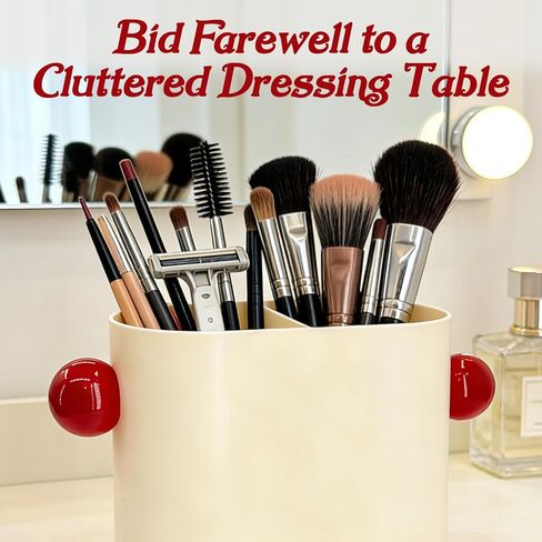 PS Material Desk Pencil Holder with 2 Compartments, Beige Multifunctional Pen Cup & Organizer for Office Desk, School, Home | Desktop Stationery Caddy for Pens, Pencils, Small Accessories (Beige) in Kuwait