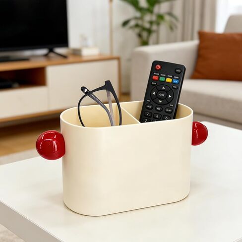 PS Material Desk Pencil Holder with 2 Compartments, Beige Multifunctional Pen Cup & Organizer for Office Desk, School, Home | Desktop Stationery Caddy for Pens, Pencils, Small Accessories (Beige) in Kuwait