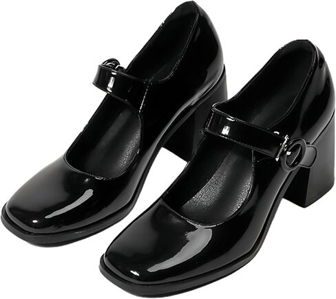 Women's Retro Square-Toe high Heels. Soft, Comfortable, Breathable. Elegant. Slip-Resistant and Durable. Formal. in Saudi Arabia