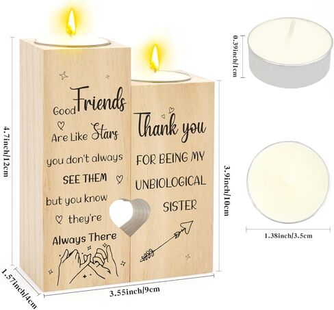 Friendship Gifts for Women Candle Holder - Friend Birthday Gifts Candlestick Funny Christmas Thank You Valentine's Galentines Day for Friends Female Soul Sister BFF in Saudi Arabia