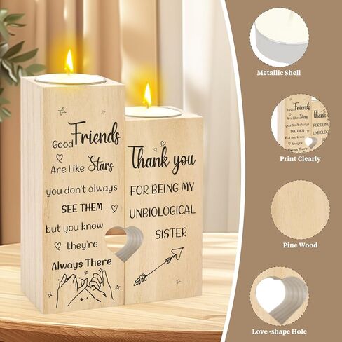 Friendship Gifts for Women Candle Holder - Friend Birthday Gifts Candlestick Funny Christmas Thank You Valentine's Galentines Day for Friends Female Soul Sister BFF in Saudi Arabia