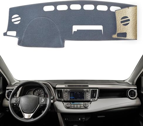 غطاء لوحة القيادة KEYOOG مناسب لـ 2018-2013 to-yota RAV4 (غير مناسب 13-14 الطراز الفرعي: EV)، سجادة لوحة قيادة السيارة مضادة للوهج، وسادة مضادة للانزلاق وواقي من الشمس (رمادي) in Saudi Arabia
