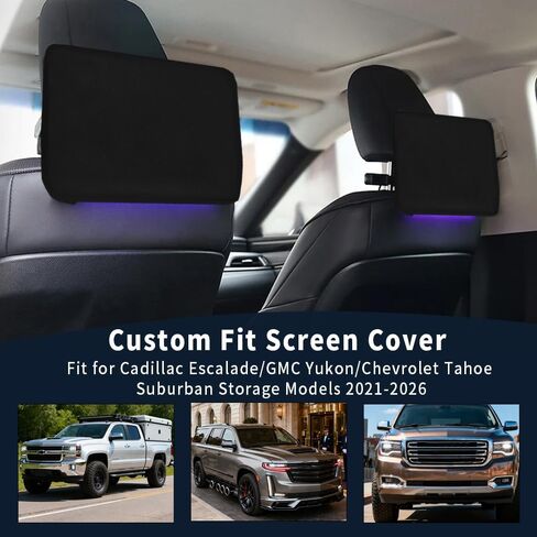 غطاء حماية مبطن من النيوبرين مكون من قطعتين لسيارة GMC Yukon/Tahoe/Suburban، Cadillac Escalade 2021-2025 2026 غطاء شاشة الترفيه الخلفي درع الغبار مع رباط in Saudi Arabia