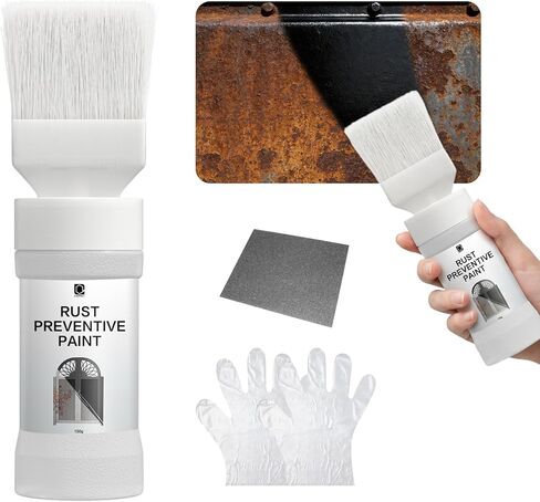 2-in-1 Rust Converter & Metal Primer with Brush(5.29 Oz), Stops & Prevents Corrosion on Metal, Anti-Rust Coating Rust Paint, Inhibitor for Cars, Trucks, Trailers - White in Saudi Arabia