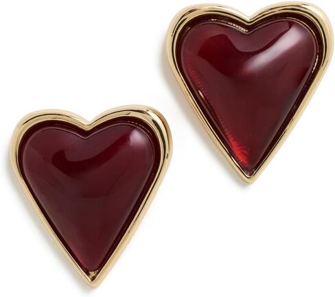 By Adina Eden Women's Crimson Red Heart Bezel Stone Stud Earrings in Kuwait