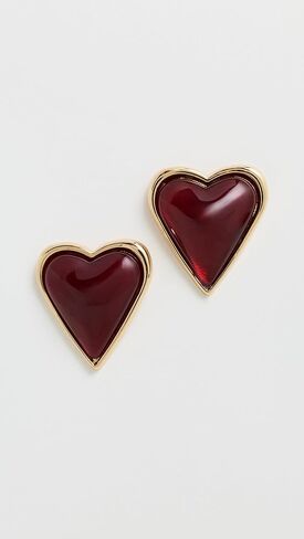 By Adina Eden Women's Crimson Red Heart Bezel Stone Stud Earrings in Kuwait