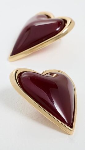 By Adina Eden Women's Crimson Red Heart Bezel Stone Stud Earrings in Kuwait