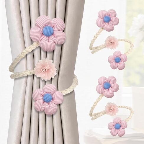 قطعتان من ستائر الزهرة، ستائر بوهو مع سلك قابل للتعديل - ربطات ستائر نافذة أنيقة يمكنك صنعها بنفسك لغرفة المعيشة وغرفة النوم وديكور المزرعة in Kuwait