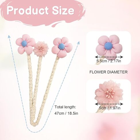 قطعتان من ستائر الزهرة، ستائر بوهو مع سلك قابل للتعديل - ربطات ستائر نافذة أنيقة يمكنك صنعها بنفسك لغرفة المعيشة وغرفة النوم وديكور المزرعة in Kuwait