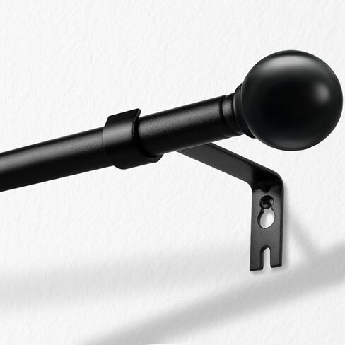 قضبان ستائر سوداء للنوافذ من 48 إلى 84-93 بوصة، قضيب ستائر مزخرف قابل للتعديل عن طريق الربط، مجموعة قضيب ستارة تعتيم صغير مقاس 5/8 بوصة مع دعامات، قضيب ستارة خارجي، أسود غير لامع in Kuwait