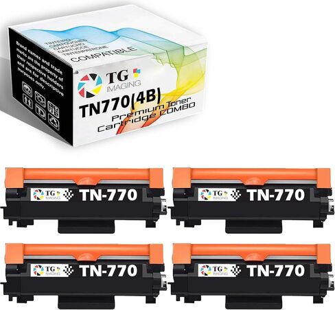 تصوير TG (إنتاجية عالية للغاية) TN-770 متوافق مع خرطوشة الحبر TN770، استبدال أسود عالي الإنتاجية لطابعات Brother HL-L2370DW HL-L2370DWXL MFC-L2750DW MFC-L2750DWXL (4 × أسود، مجموعة قيمة) in Kuwait
