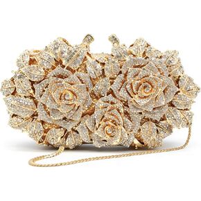 Luxury Crystal Rose Clutch Purse Sparkly Rhinestone Floral Evening Bag Elegant Handbag for Wedding Prom Party in Kuwait