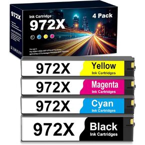 خراطيش حبر بديلة 972X لطابعات HP 972X 972A 972 لطابعات PageWide Pro MFP 477dw 452dw 577dw 552dw 452dn 477d (4 عبوات، أسود سماوي أصفر أرجواني) in Kuwait