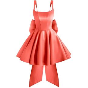 Changuan Satin Homecoming Dresses for Teens 2025 with Bow Square Neck Spaghetti Strap A-line Short Prom Dress Cocktail Gowns in Kuwait