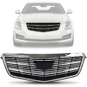 مجموعة شبكة المصد الأمامي في المنتصف، كروم مع شبكة سوداء، متوافقة مع 2015-2019 Cadillac ATS Base/Luxury/Premium، تحل محل OE# 22879627 22879629 in Kuwait