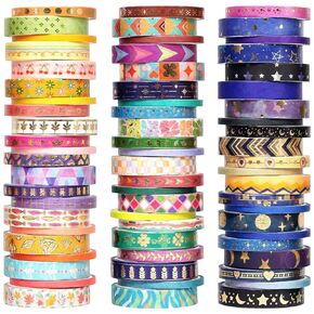 مجموعة أشرطة واشي من رقائق الذهب مكونة من 66 لفة - ملصقات واشي مزخرفة، شريط ملون، أشرطة واشي لطيفة لمستلزمات اليومية، مجموعة لوازم سجل القصاصات، مجلة غير المرغوب فيها، لوازم الحرف اليدوية in Kuwait