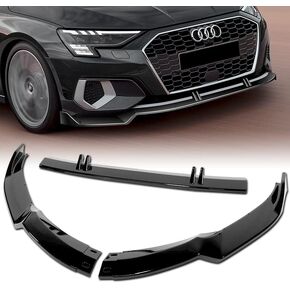 شفة المصد الأمامي مناسبة للتوافق مع 2022-2024 Audi A3 Sedan STP-Style مطلية باللون الأسود المصد الأمامي المفسد الشفة in Kuwait