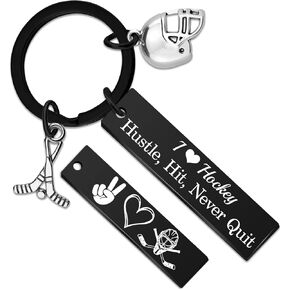 Hockey Gifts for Boys 8-12 Cool Hockey Gifts for Players Men Keychain Accessories Team Players Coach Birthday Christmas Stocking Stuffers, Double-sided Printing, 1 Piece in Kuwait