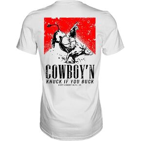تي شيرت رجالي بأكمام قصيرة برسوم جرافيك من Combat Iron - تي شيرت Cowboy'N Knuck If You Buck in Kuwait