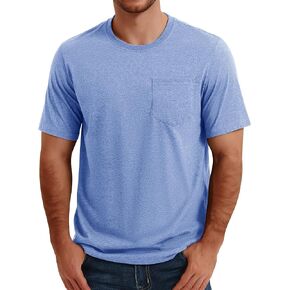 Cotrasen Men's T-Shirts Short Sleeve Cotton Pocket Tee Shirts Casual Crew Neck Tees Moisture Wicking Basic Summer Shirts in Kuwait