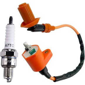 2 PCS High Performance Racing Ignition Coil, GY6 Ignition Coil with Electrode Spark Plug, Moped Parts Fits 50cc 150cc 125cc 4 Stroke Engine, for ATVs Scooters Karts Scooters (Orange) in Kuwait
