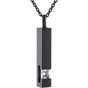 Crystal Bar Memorial Urn Necklace Ashes Holder Keepsake Cremation Jewelry Pendant Stainless Steel Funeral Jewelry in Kuwait